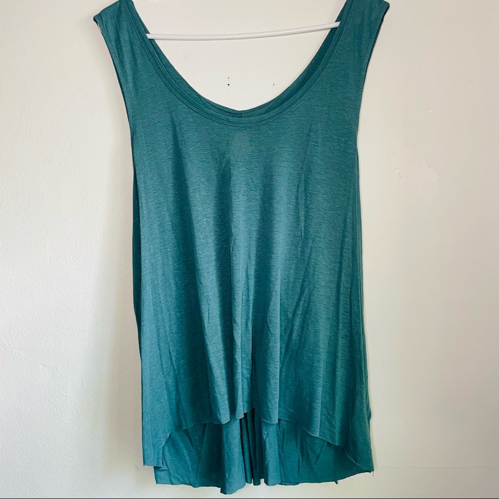 Teal green Free People hi low swing tank top